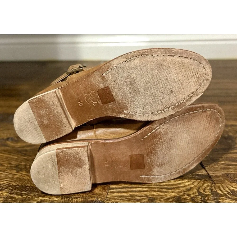Free People Braeburn Brown Distressed Leather Buckle Ankle Boot Womens Sz 9.5/40
